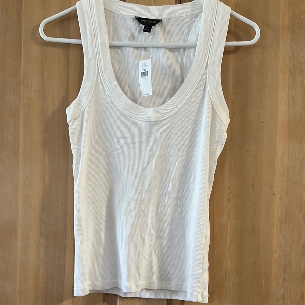 Banana Republic Factory White Fitted Ribbed Tank Top
